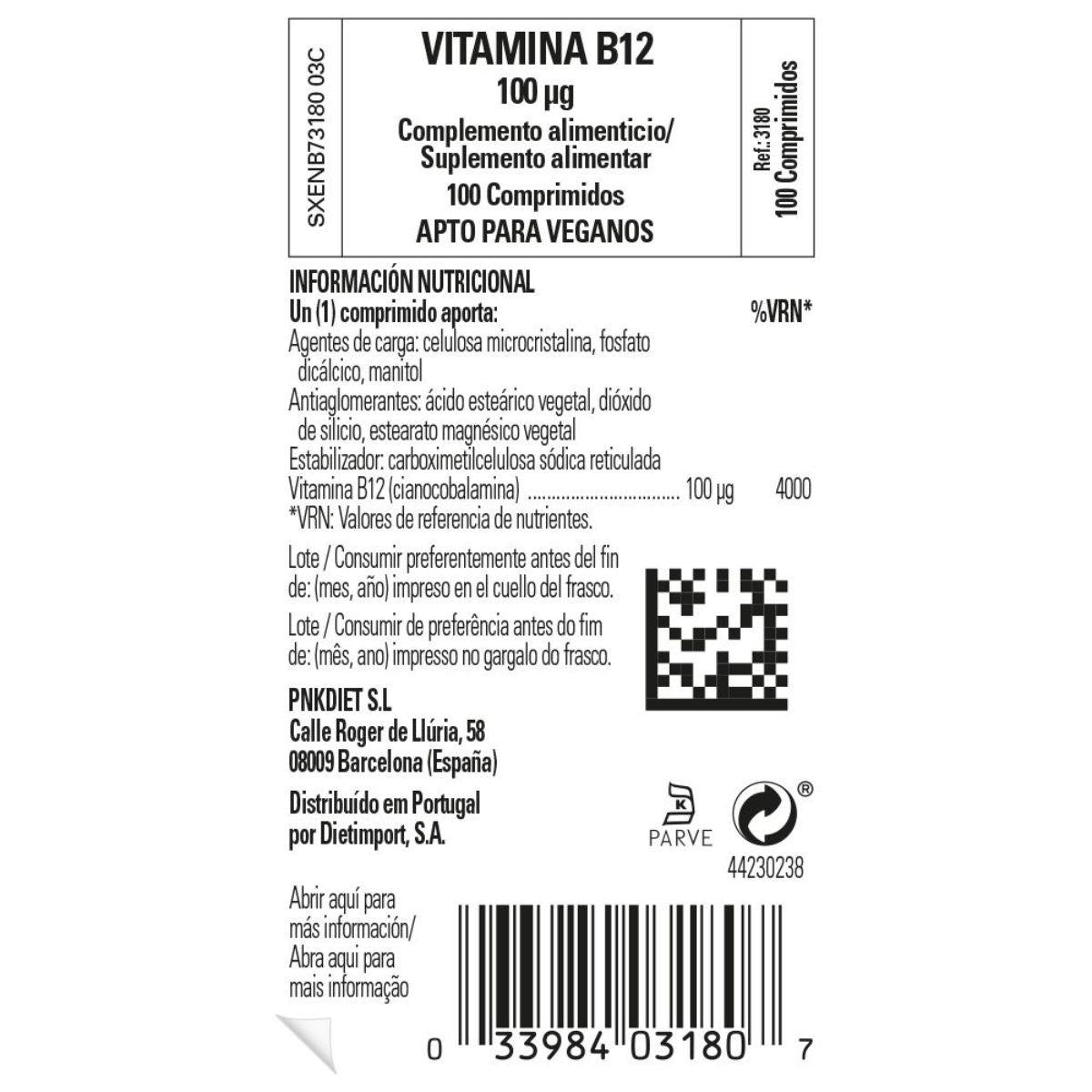 Pack of 2x Vit B12 100mcg Solgar 100 tablets