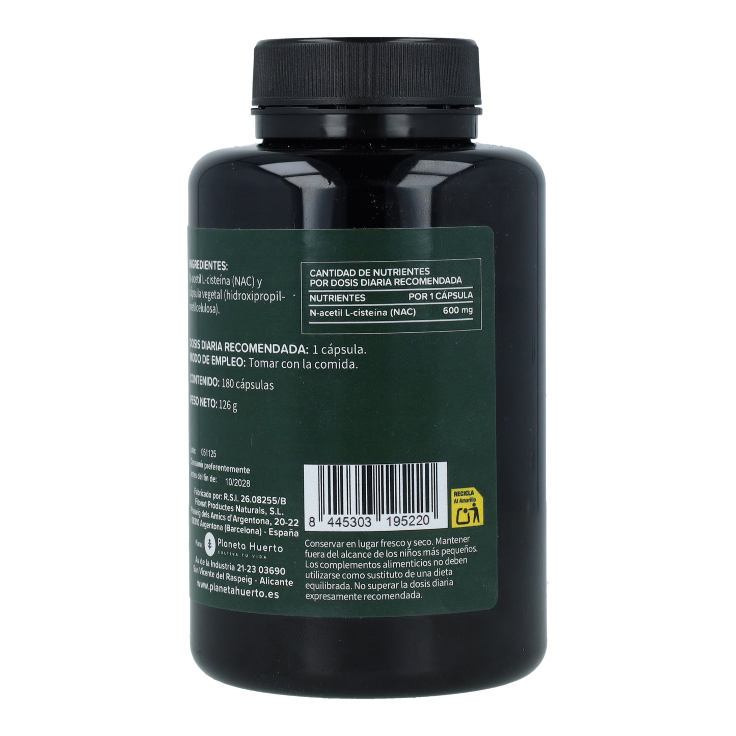 NAC 600 mg Planeta Huerto 180 capsules
