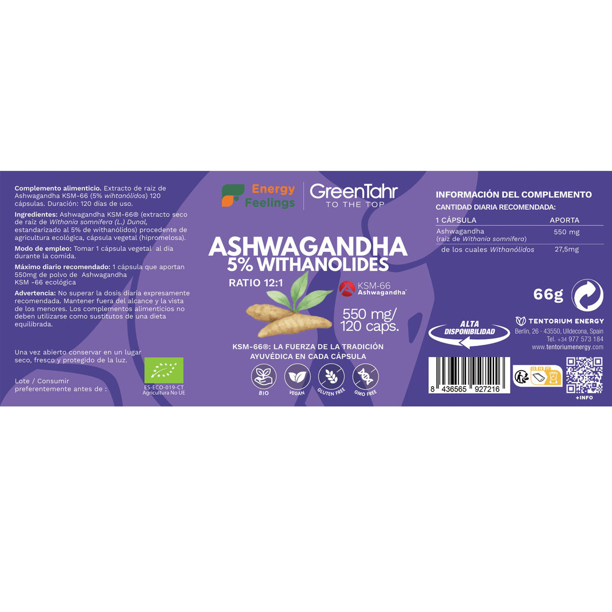 Ashwagandha KSM66 ECO Energy Feelings 120 kapslar