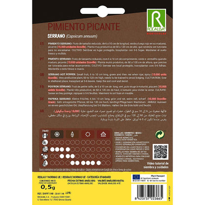 Semillas Pimiento Picante Serrano Rocalba