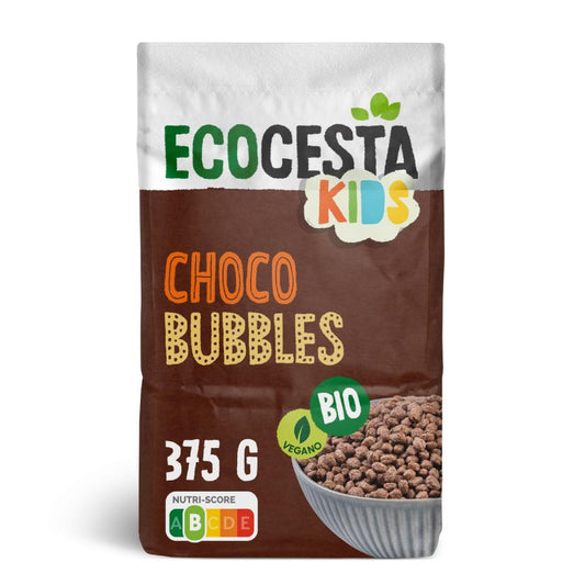 Choco Bubbles Organic Kids puffed rice breakfast cereal Ecocesta 375g