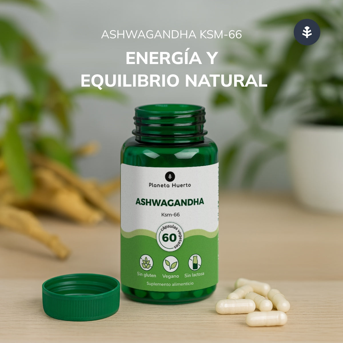 Pakket 2x Ashwagandha KSM-66 Planeta Huerto 60 capsules