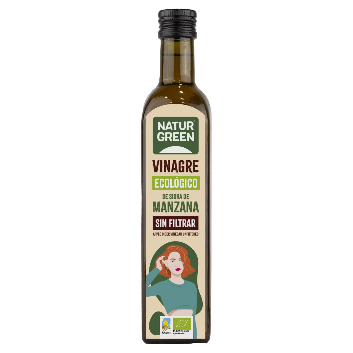 Pakket van 6x ongefilterde biologische appelazijn NaturGreen 500 ml