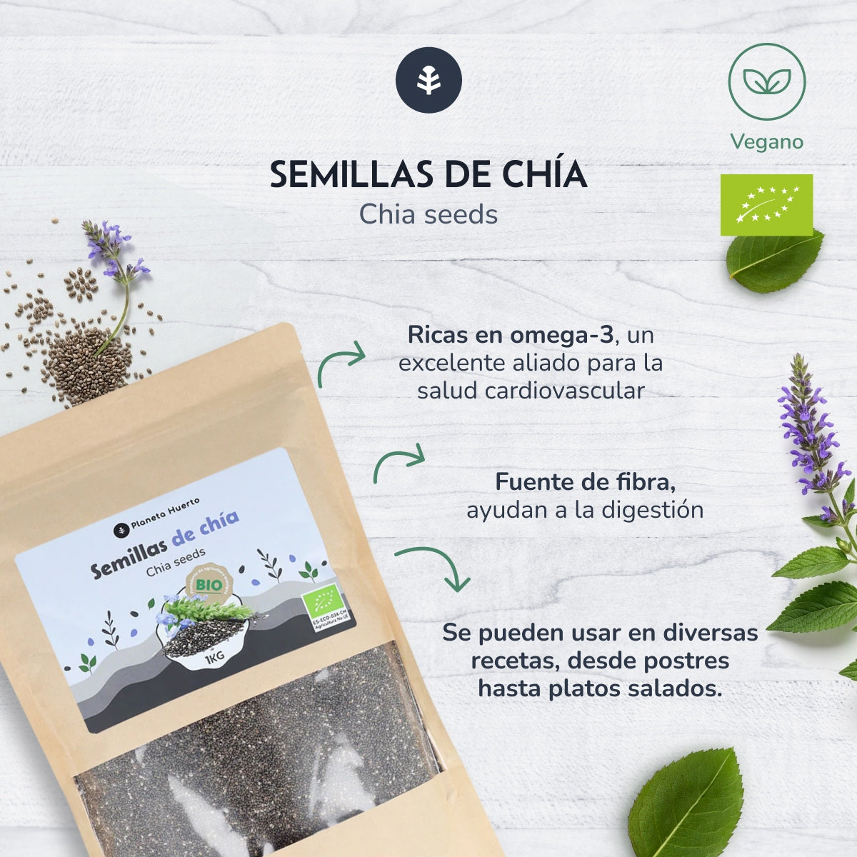 Graines de chia ECO Planeta Huerto 1 kg