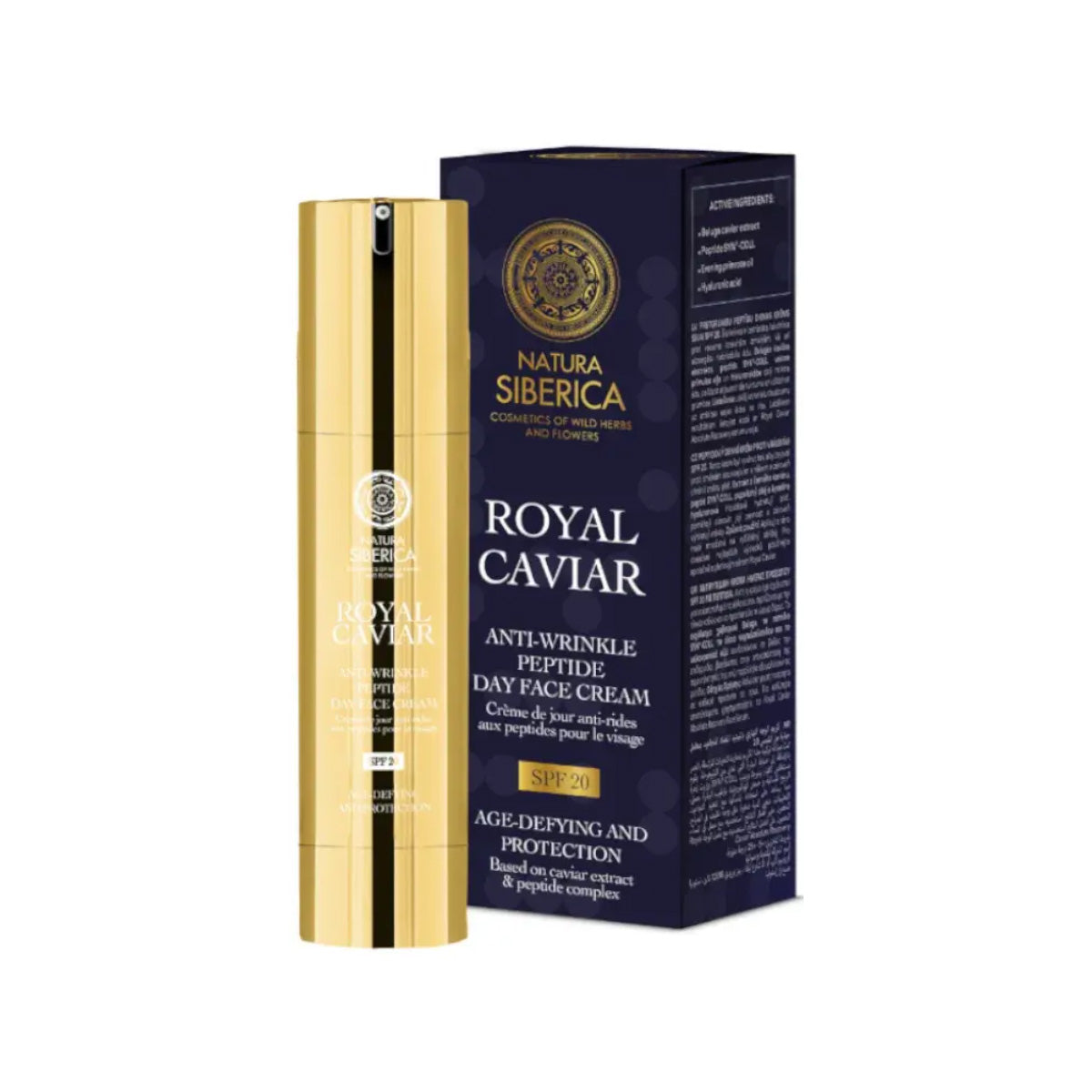 Royal caviar Anti-rynk dagkräm för ansiktet med peptider SPF 20, Natura Siberica, 50 ml