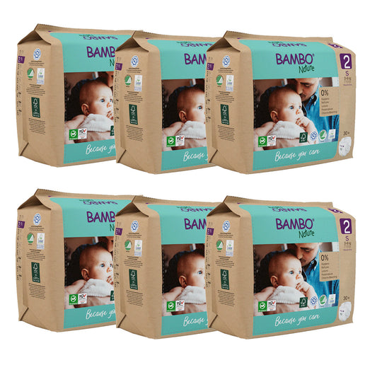 6-pack Bambo Nature blöjor T2 (3-6 kg) 30 st