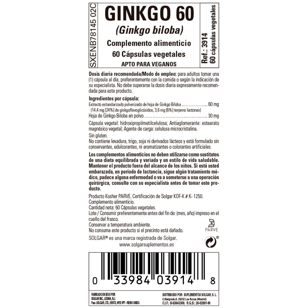 Ginkgo 60, 60 capsule vegetali