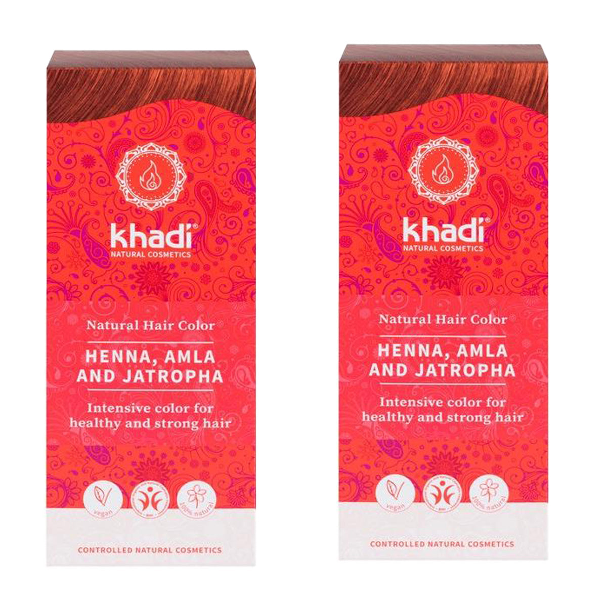 Pakket 2x Natuurlijke henna Amla en Jatropha, Khadi, 100 g