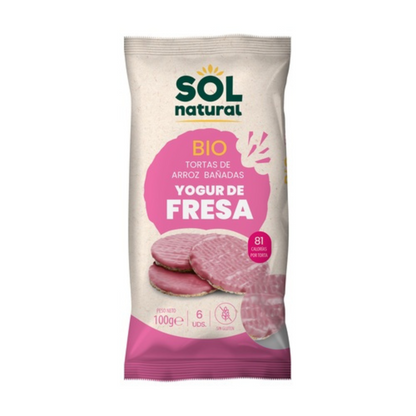 Rijstpannenkoekjes met aardbeienyoghurt Sol Natural 100 g