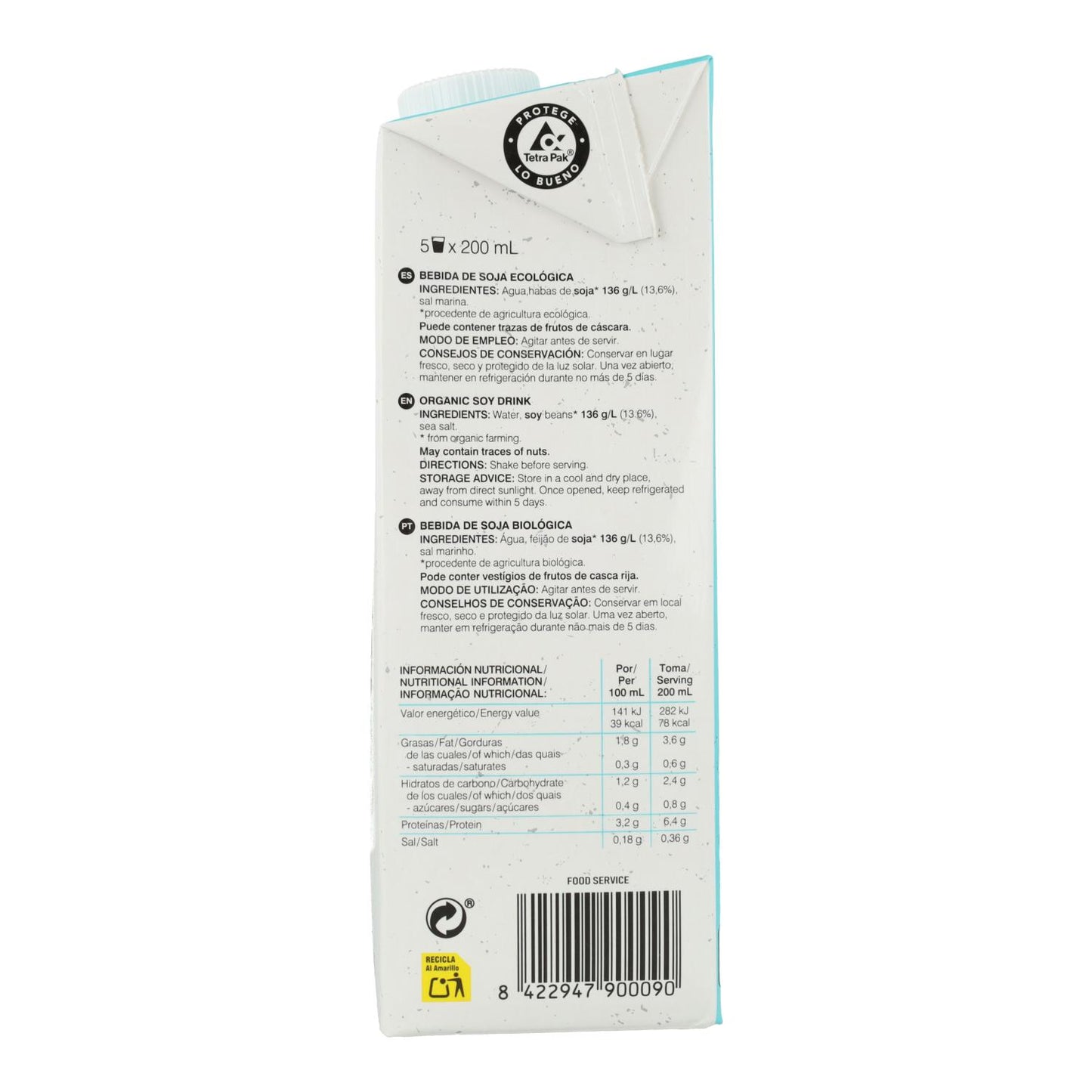 Pack 6 L Bebida de soja ECO Soria Natural 1L