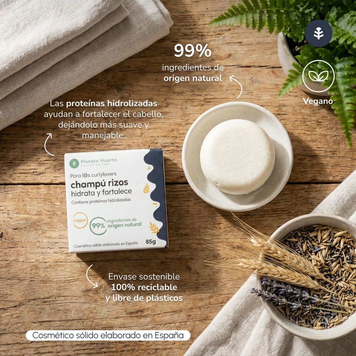 Curly Method Vaste Shampoo met Gehydrolyseerd Eiwit Planeta Huerto 85 g