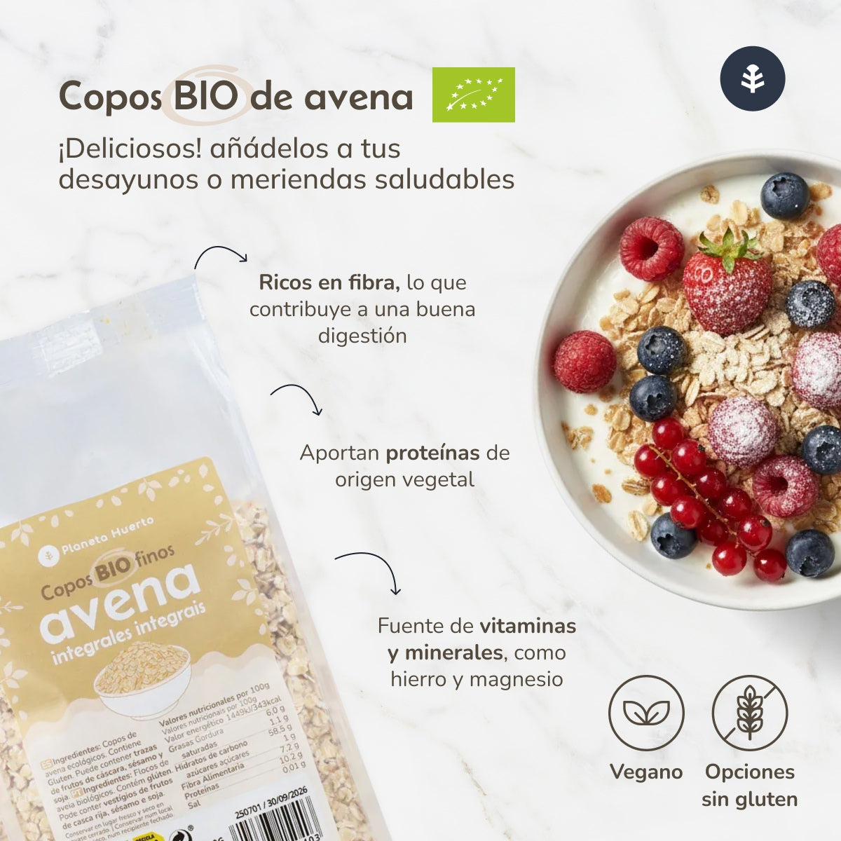 4-pack glutenfria fina havregryn ECO Planeta Huerto 1,5 kg