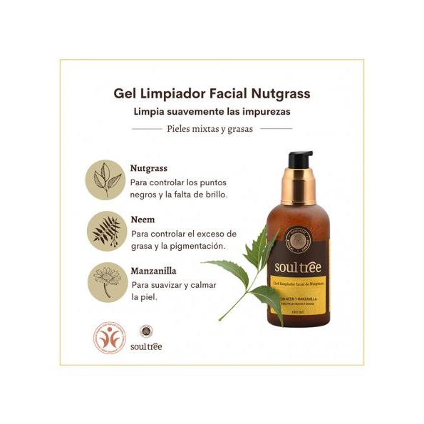 Ansiktsrengöringsgel Nutgrass Soultree La Rueda Natural 120 ml