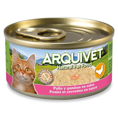 Kip en garnalen in saus Arquivet 80 g Natvoer voor katten