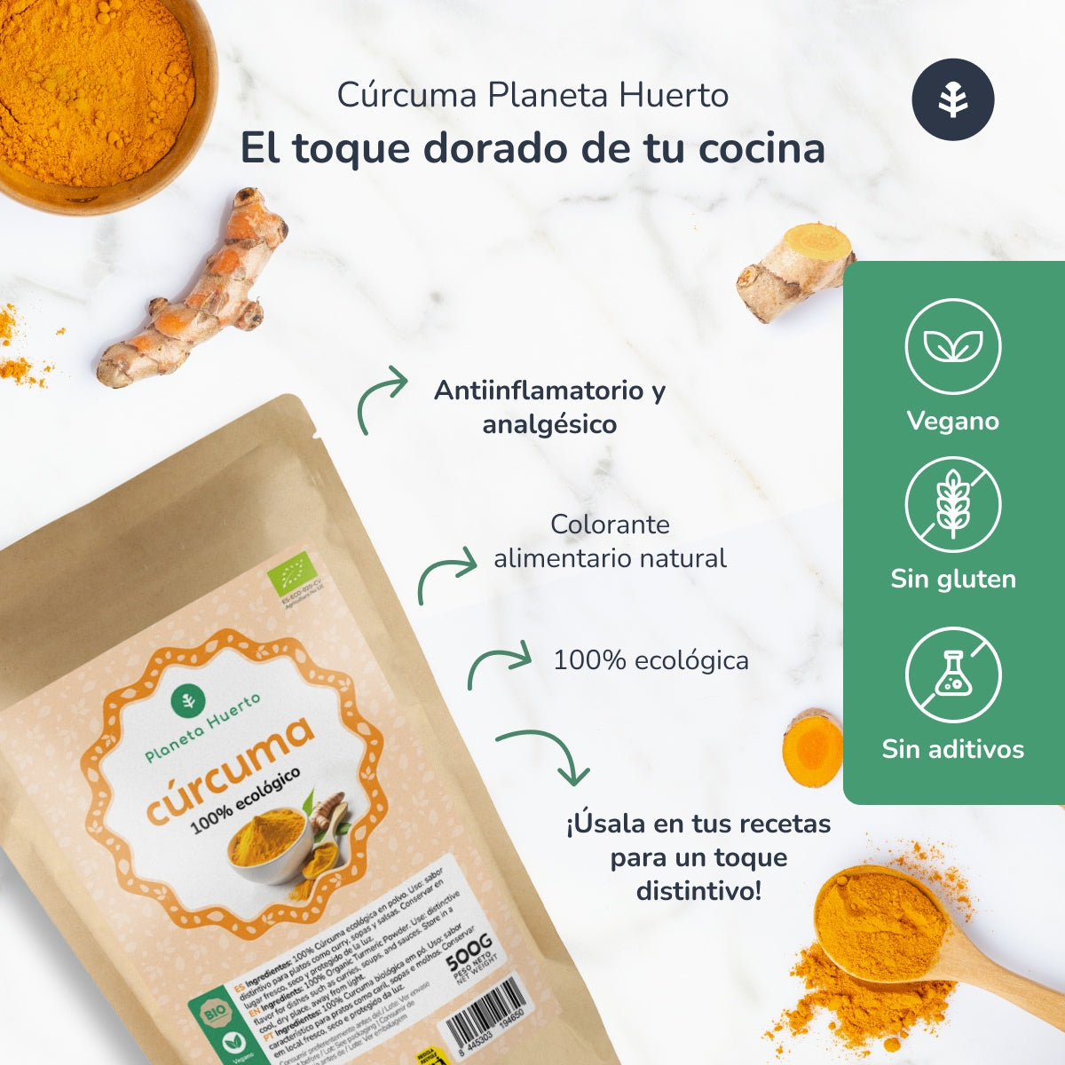 Kurkumapoeder ECO Planeta Huerto 500 g