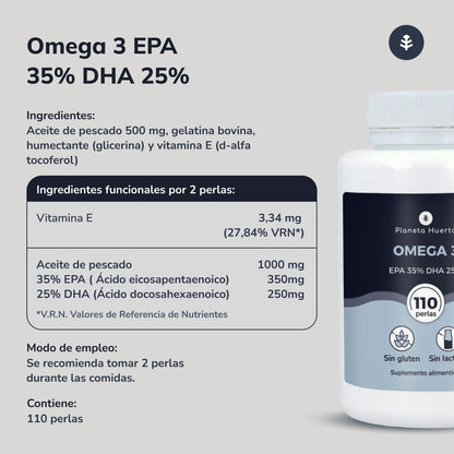 Omega 3 EPA 35% DHA 25% Planeta Huerto 110 Pearls