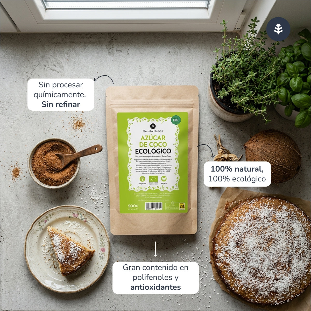 Coconut sugar ECO Planeta Huerto