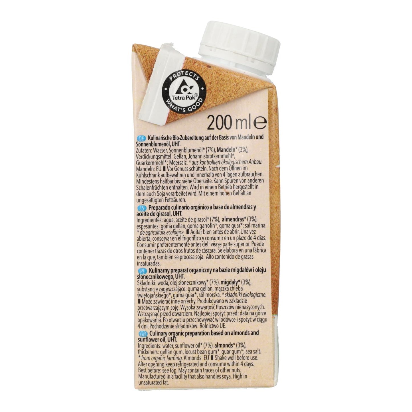 Krem do gotowania na bazie migdałów Natumi, 200 ml