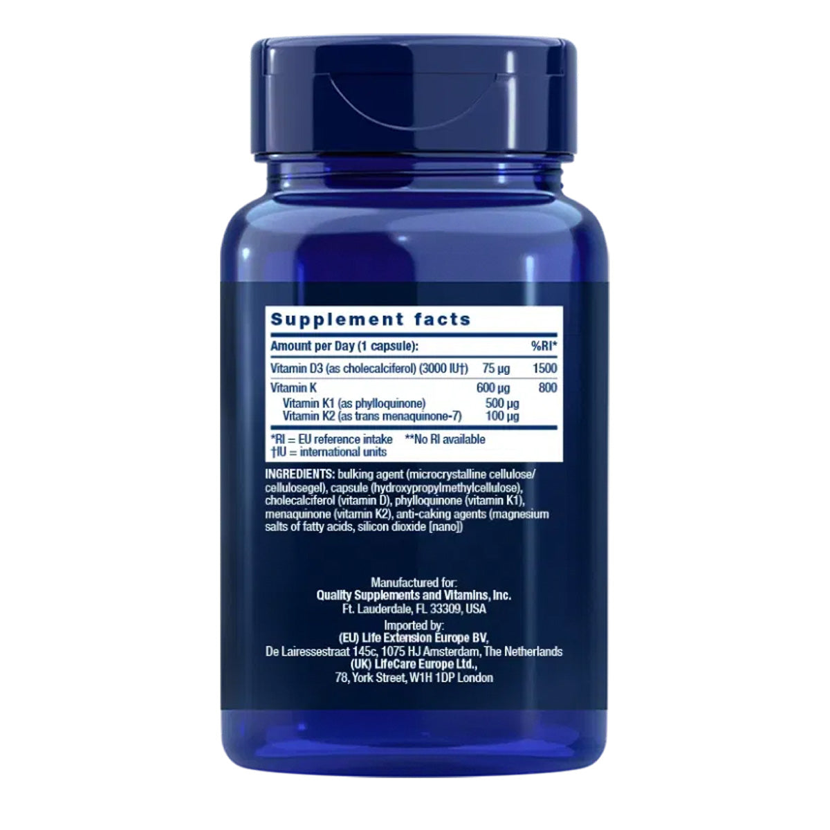 Vitamine D & K, Life Extension 60 capsule