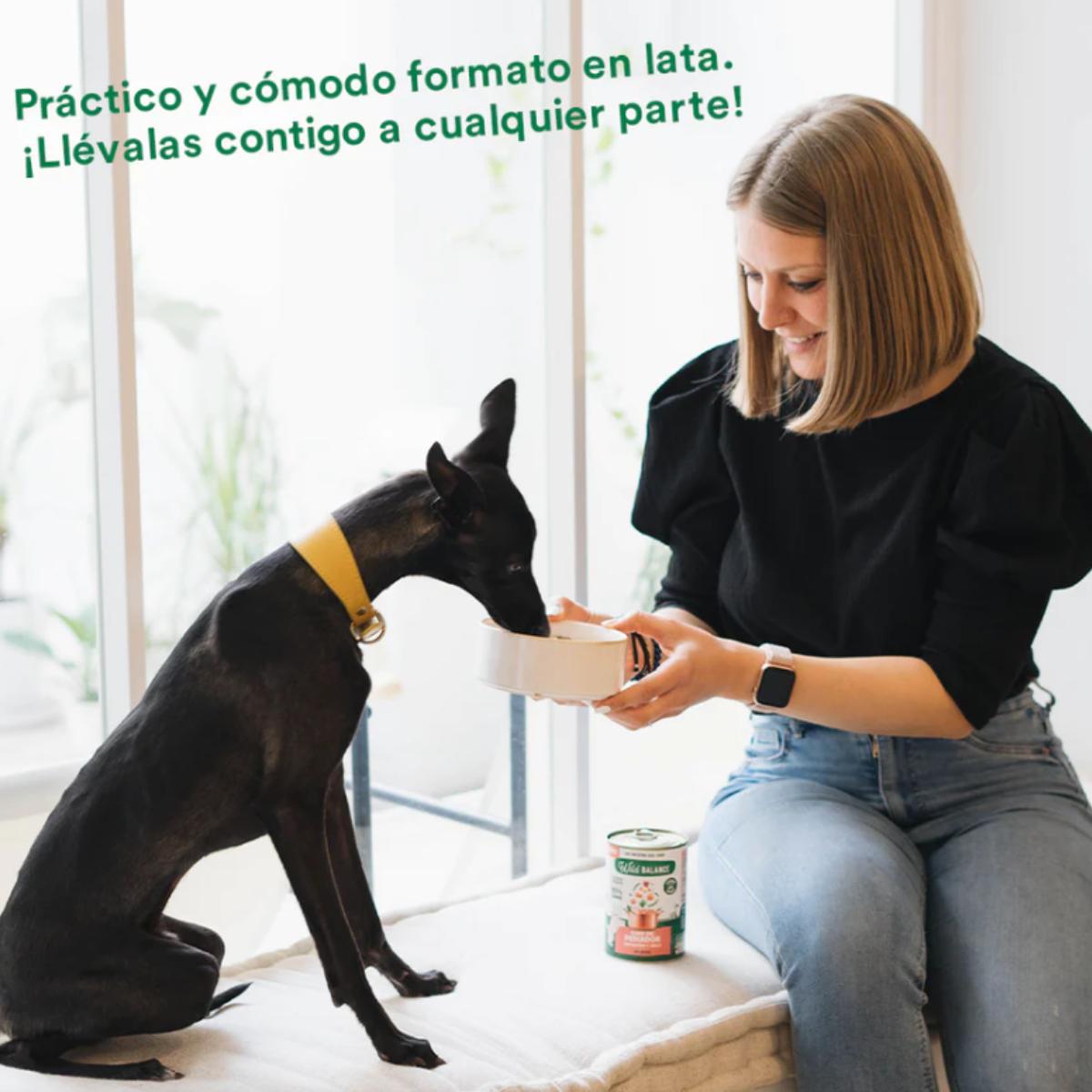 Hela burken Fiskarstuvning med lax och fläsk för hundar Wild Balance 400 g