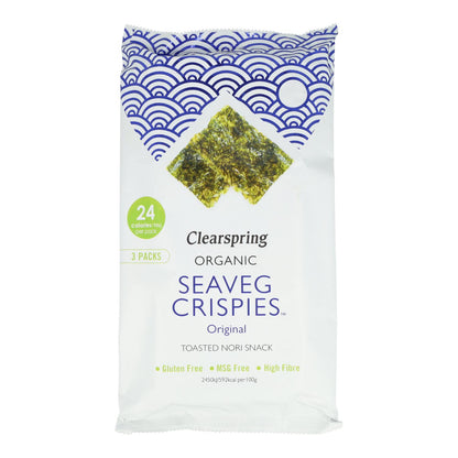 Confezione da 5 snack biologici di alga nori tostata biologica Clearspring 4 g