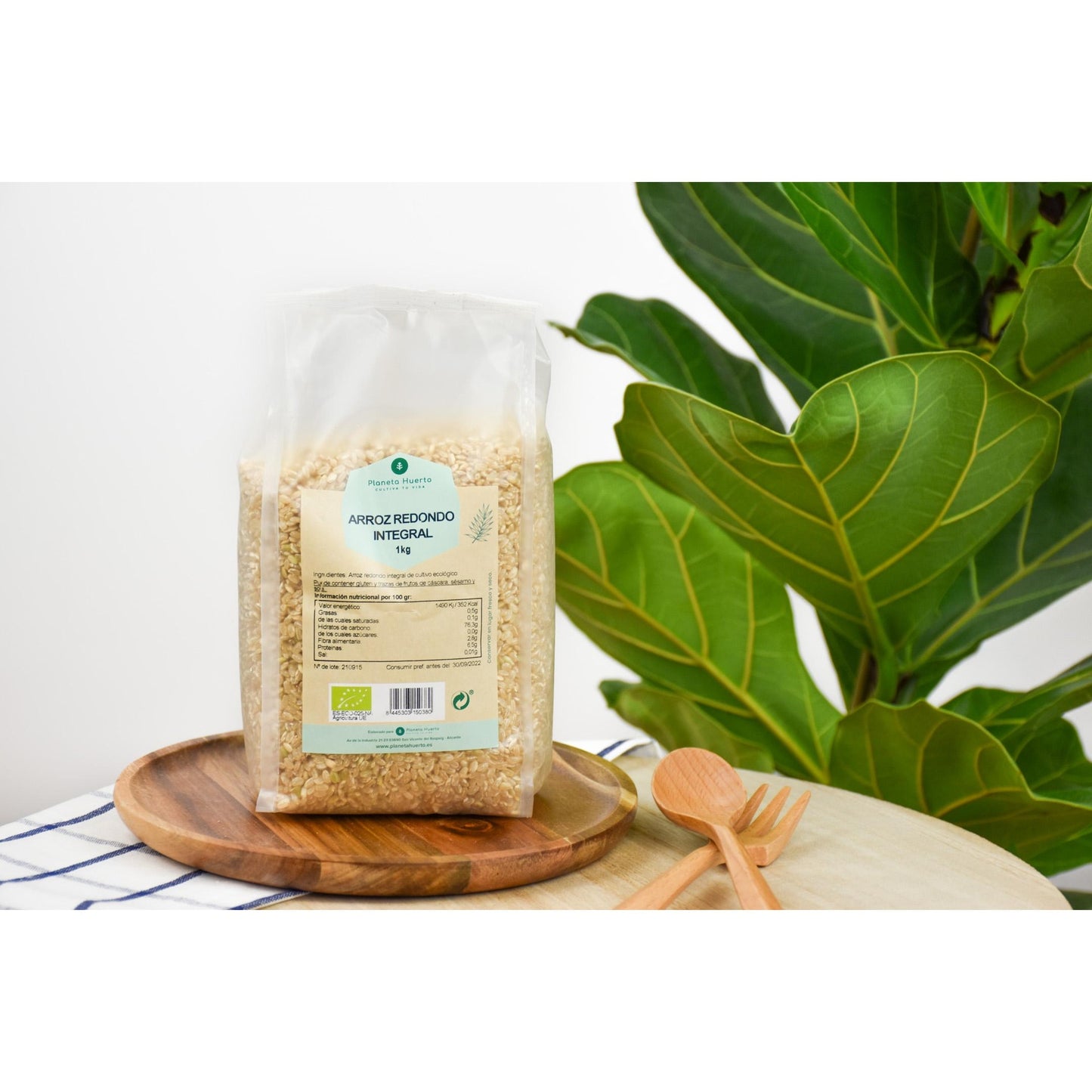 Förpackning 2x Rundkornigt fullkornsris ECO Planeta Huerto 1 kg