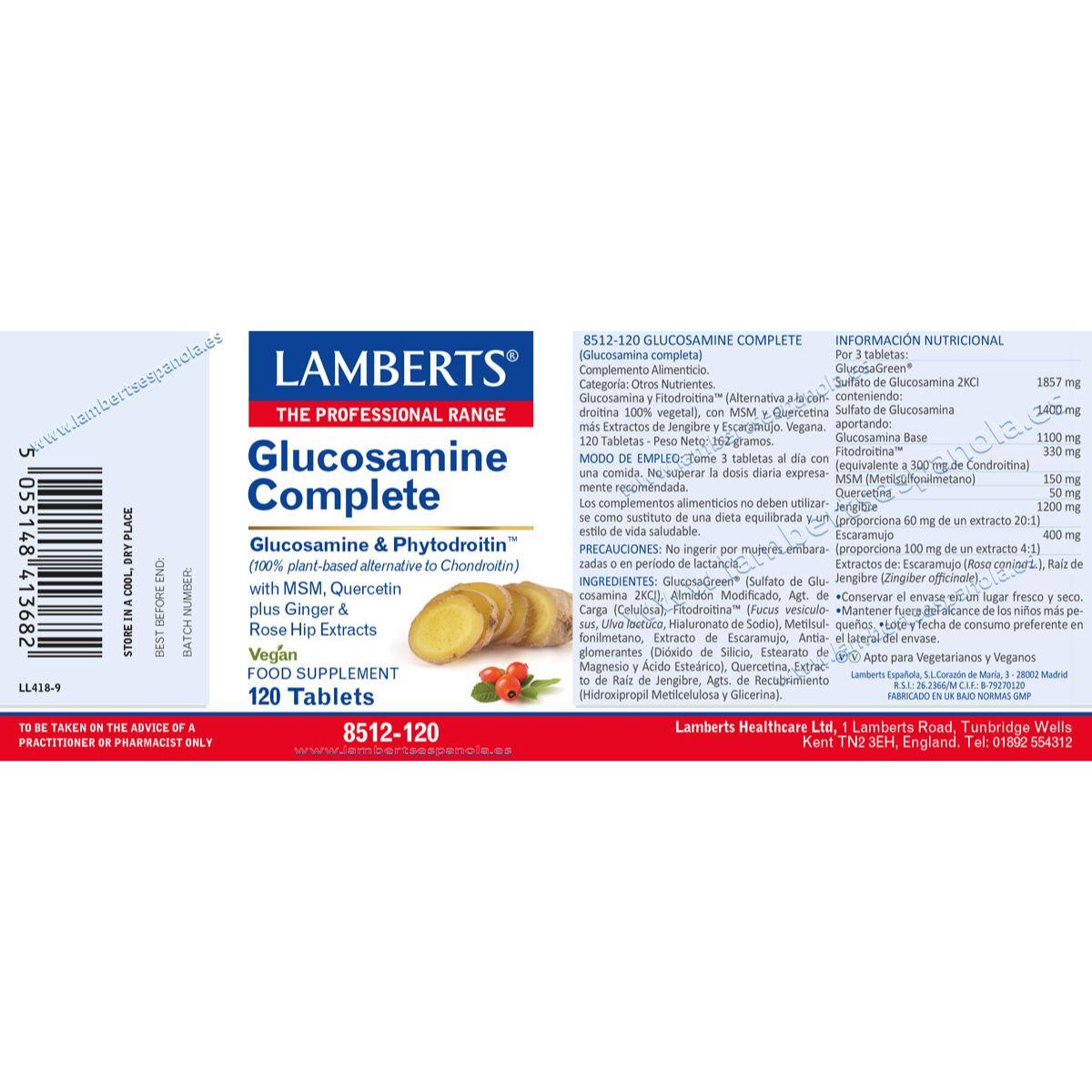 Pack of 2 x Glucosamine, Chondroitin, MSM, Ginger Lamberts 120 tablets