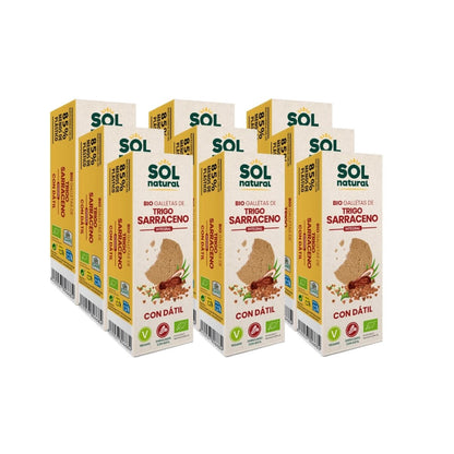 9-pack fullkornskakor av bovete, sötade med ekologiska dadlar Sol Natural 170 g