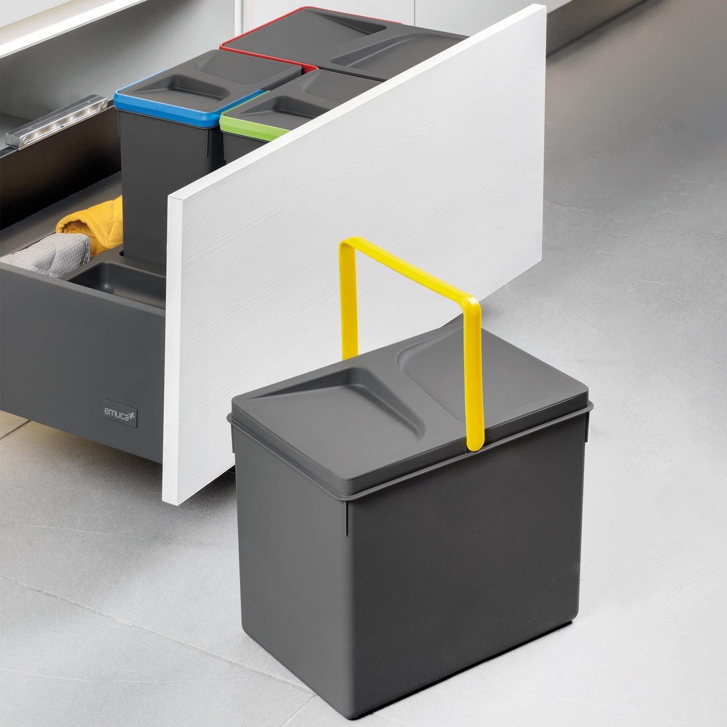 Behållare för kökslådor Recycle, höjd 216, 2x12, antracitgrå plast Emuca 2 st x 12 L