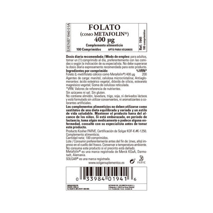 Folat (Metafolin), 100 tabletter (400 g)
