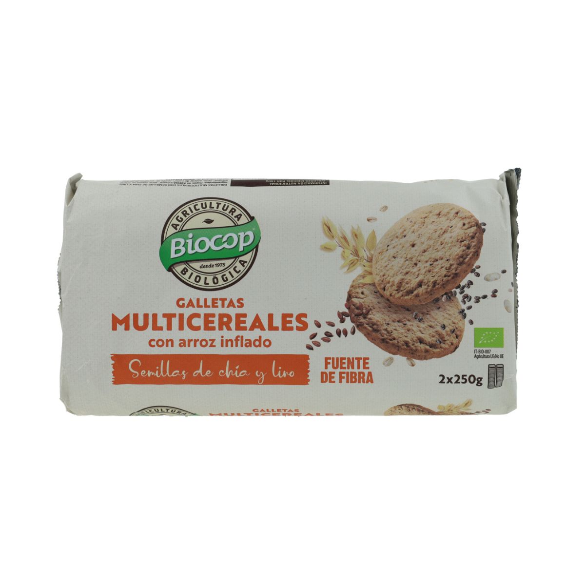 Multigrain-kex med puffat ris BIO Biocop 2 förpackningar 500 g