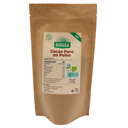 Ren ekologisk avfettad kakaopulver Biográ 250 g