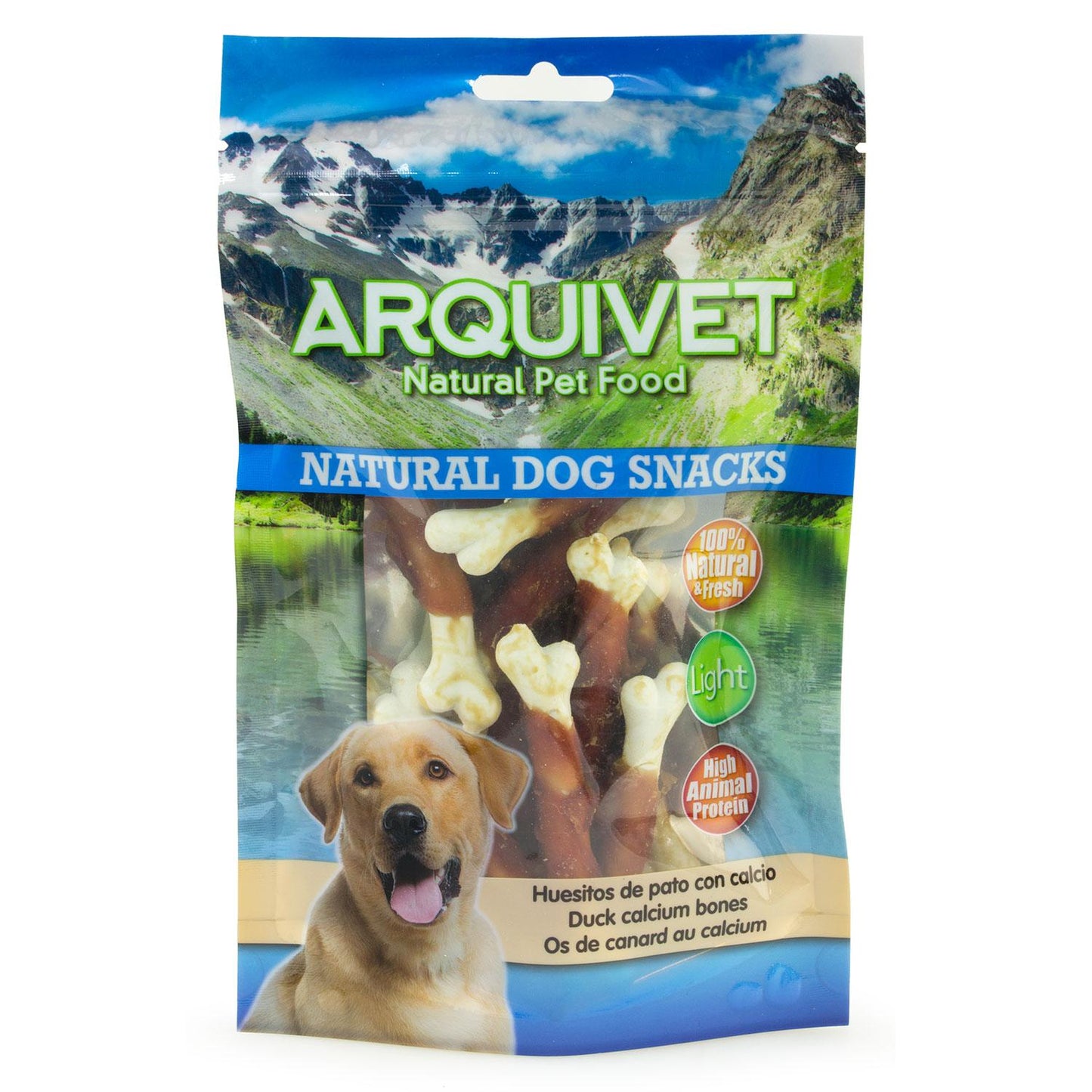 Snack naturale per cani  Ossetti di anatra con calcio Arquivet 100 g