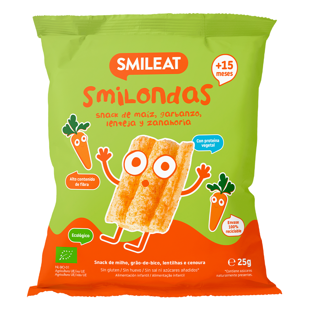 Smilondas Snack au maïs, pois chiches, lentilles et carottes Eco Smileat 25 g