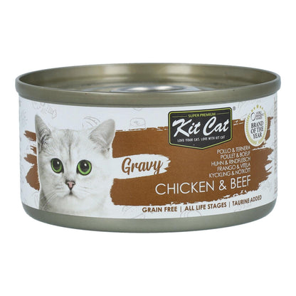 Kit Cat Dose Gravy – Huhn & Rind 70 g Nassfutter für Katzen in Soße